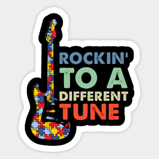 Rockin To A Different Tune Puzzle Piece Guitar Autism Sticker